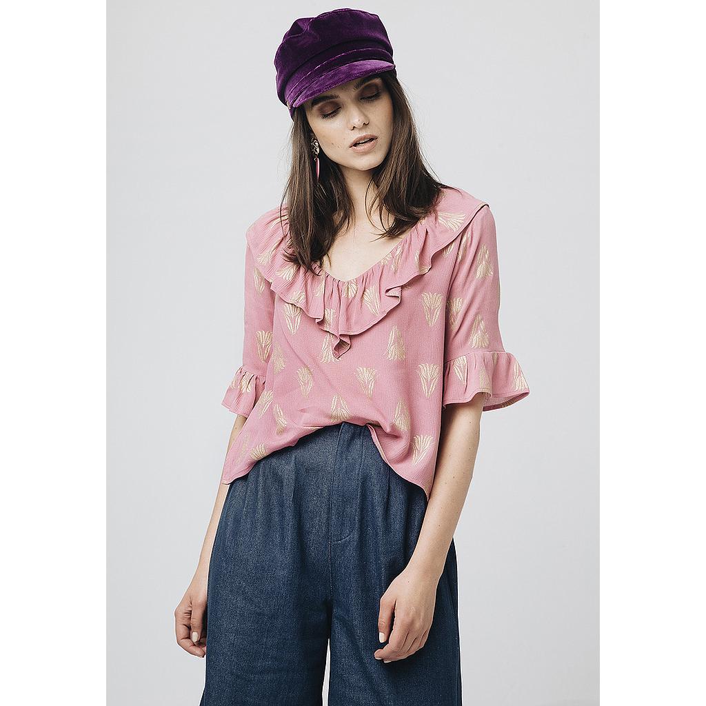 Top rosa tulipán dorado